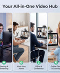 Next Level 4K Webcam With Hella Crisp 30FPS Video And Rock Solid PDAF Autofocus For Live Streamers Gamers And Vloggers showing diverse setups.