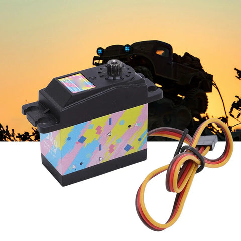 Heavy Duty 35KG Digital RC Servo Motor With Slick Metal Gear Steering In Beast Mode Control On 1 10 And 1 12 Scale Cars Trucks Boats Airplanes And Robots Featuring Rustproof Aluminum Alloy Construction Knockout Torque Output with colorful design and wires.