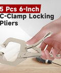 5 Pack 6 Inch Locking C Clamps With Swivel Pads Built Tough Heavy Duty C Type Locking Pliers Vise Grip on a table