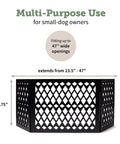 No Setup Required Freestanding Dog Gate Foldable Wooden Pet Gate For Small Dogs, Adjustable Width 23.5-47 Inches Height 18.75 Inches