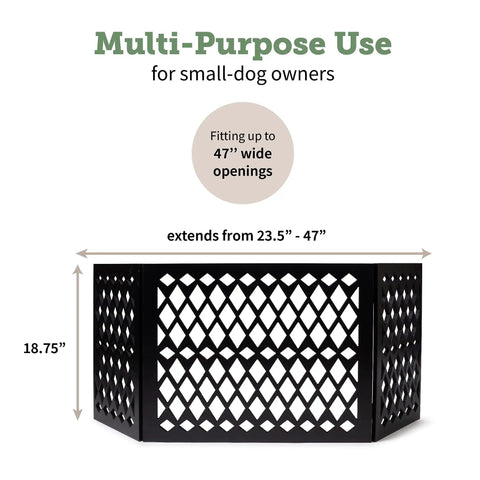 No Setup Required Freestanding Dog Gate Foldable Wooden Pet Gate For Small Dogs, Adjustable Width 23.5-47 Inches Height 18.75 Inches