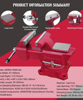 8 Inch Bench Vise Heavy Duty With 7.5 Inch Jaw Opening And 210 Degree Swivel Base 4.5 Inch Throat Depth Multi Jaw Design For Flat And Round Material Great For Large Projects Pipes And Bulky Workpieces, cast iron, red, with anvil and chrome handle