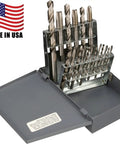 Heavy Duty Pro Grade High Speed Steel Jobber Length Drill Bit And Spiral Point Tap Set With Metal Case Uncoated Bright Finish 18 Piece