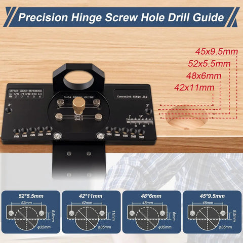 Concealed Cabinet Hinge Jig With Quick Clamp And Dust Vacuum Adapter, 35mm Door Hinge Locator For Woodworking And Cabinet Mounting