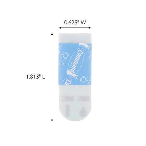 Outdoor Small Refill Adhesive Strips Pack With 16 Strips For Rehang Outdoor Window Hooks That Hold Light Or Heavy Stuff Damage Free Hanging Without Holes Or Sticky Residue Easy Switch Out, displaying a single strip with dimensions 1.813 inches long and 0.625 inches wide.