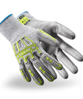 Impact Protection Safety Gloves With Polyurethane Palm Coating A4 Cut Level 13 Gauge Seamless Knit Touchscreen Compatible Helix 1074IMP Large Size Durable Grip For All Day Work