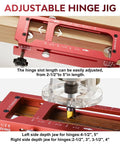 No Sweat Door Hinge Jig And Lock Installation Kit with adjustable hinge length from 2.5 to 5 inches, red aluminum design.