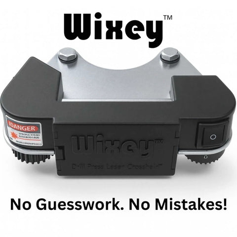 Top view of drill press laser crosshair guide for precise drilling in your shop rugged pro grade easy to use portable alignment tool.