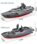 Remote Controlled Warship Battle Boat With 10kmh Top Speed And 4WD Power 2 4G RC Boat Aircraft Carrier and Destroyer models