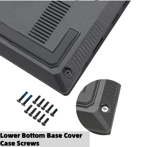 Heavy Duty Premium Slick Black Laptop Bottom Case Screws Replacement Bundle Built For Asus Tuf Gaming Fa617 Fa607 And F16 Fx607 Models close up of screws and bottom case