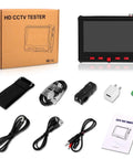 4 In 1 Portable CCTV Tester With 4.3 Inch HD LCD Display, 8MP AHD TVI CVI CVBS Analog Camera Tester with accessories