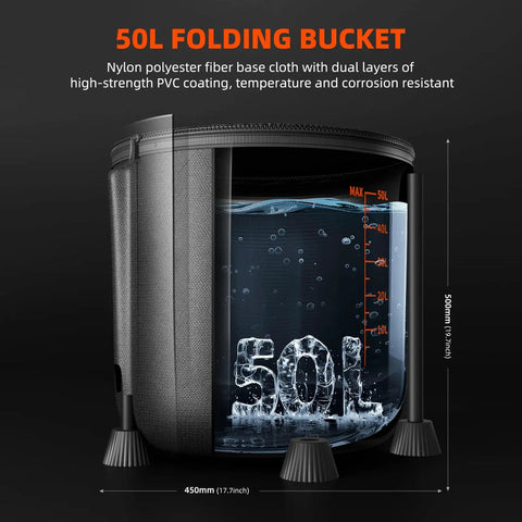 50L nylon folding bucket for Auto Drip Irrigation System Kit With 13 Gallon Bucket, 25W Water Pump, Low Water Level Sensor