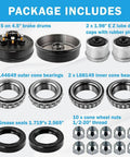 Contents of Beefed Up Trailer Brake Drum Kit 10x2 Inch 5 On 4.5 Inch Hub For 3500 Lb Axles Includes L68149 Inner Cone Bearings