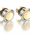 Two Pack Lighted Doorbell Button Replacement For Easy No Fuss Wired Setup Classic Round Rim Button With Lighted Center Silver Finish And Bright Yellow Glow