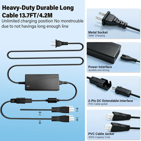 High Tech Adjustable Bed Power Cord Replacement For Tempurpedic Plus Other Brands, Stable 29V 2A 58W Adapter with 13.7FT long cable.