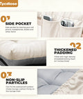Details of Outdoor Lounge Chair Cushion Waterproof Replacement For Patio Furniture Thick 71 By 22 By 4.7 Inches showing side pocket, thickened padding, and non-slip particles.