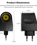 Product dimensions of No Brainer AC to DC Converter with 12 Volt Cigarette Lighter Socket Adapter, measuring 3.5x2x2.1 inches.