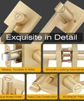 Heavy Duty Gold Door Handles Set With Privacy Lock For Bedroom And Bathroom Zinc Alloy Satin Brass Door Levers Details