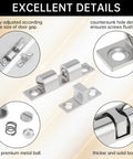 Detailed features of 12 Pack Heavy Duty Double Ball Tension Roller Cabinet Catch Latch For Cabinets And Furniture Doors 60mm Solid Brass Closet Door Hardware with screws and tape, silver finish, showing metal parts and adjustments.
