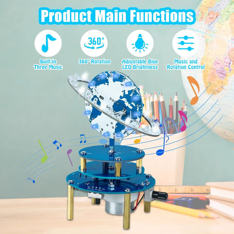 Hands On Soldering Practice Project Kit For DIY Globe And Planetary Motion Rotating Universe Model Electronic Kit With Music And Brightness