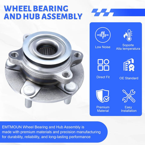 Front Wheel Hub Bearing Assembly Fits Nissan Rogue 2008-2013, Rogue Select 2014-2015, And Sentra 2007-2012 Front FWD And AWD With ABS 5 Lug Drop In OE Replacement 513298