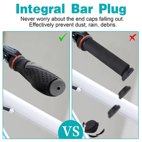 Antislip Bicycle Handlebar Grips Protector For Mountain Road And Folding Bikes Black And Grey Soft TPR Rubber Integral Bar Plug