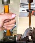12 Piece Punch And Chisel Set Beefy Heavy Duty Heat Treated Metal Punches in use, demonstrating mechanisms with hammer