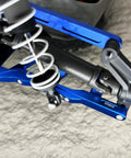 Aluminum Suspension A Arms for 1/10 Traxxas Slash Rustler Stampede Hoss 4x4 VXL RC Cars Front and Rear Upgrade Parts Replacement 3655 Dark Blue Anodized showing detailed connection point.