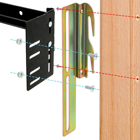 Set Of 4 Bed Frame Conversion Brackets Swaps Bolt On Rig To Hook On Fit With Absolutely Zero Hiccups Universal clamps and wooden frame detail.