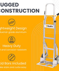 Dual Handle Stair Climbing Hand Truck With 500 Pound Capacity Aluminum Dolly for Heavy Appliances and Furniture, 8 Inch Wheels