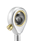 Left Hand Rod End Bearings 3/16 Inch Bore Pre Lubricated With 10-32 Male Thread, 2 Pack, Spherical Rod End For 10 Degree Misalignment, 3.4KN Dynamic Load Capacity, 45 Steel Body, side view