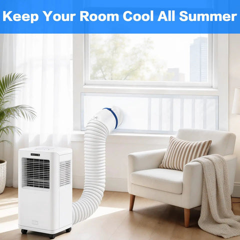 All In One Window Vent Kit For Portable AC And Dryer With Waterproof Seal Zero Gap Lock Fits 5 To 6 Inch Exhaust Hoses in window