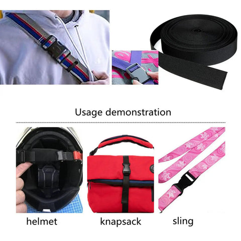 Collage showing Heavy Duty Quick Side Release Buckle For Backpack Straps Built Tough Adjustable Plastic Clip Fasteners in use on straps, helmet, and bag.