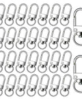 Heavy Duty Silver Lobster Claws And Swivel Snap Hooks With Key Rings Tough As Nails Zinc Alloy quick release clips arranged in a grid.