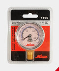 Rugged Brass High Pressure Gauge 0 to 300 Psi With One Quarter Inch NPT Connection for Home Garage Shop Use in packaging