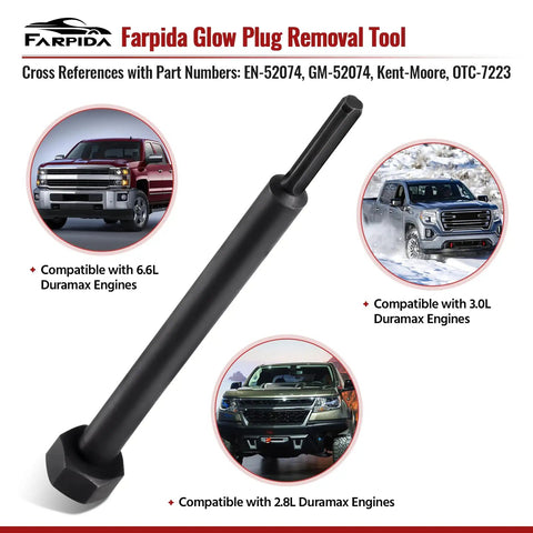 Gearhead Grade Glow Plug Bore Reamer For Duramax 6.6L 3.0L 2.8L Diesel Engines, GM 52074 EN 52074 Replacement Tool, spiral head