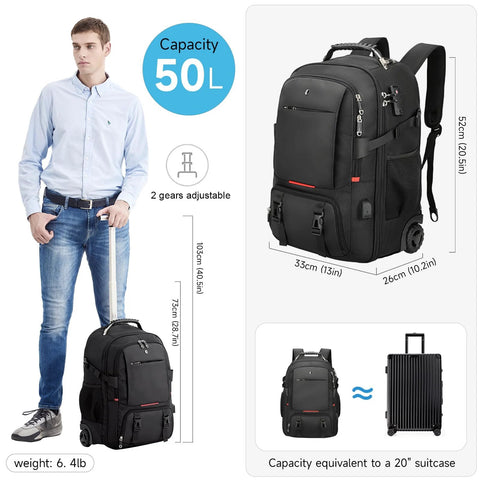 Three In One Travel Vacuum Backpack With Wheels 50L