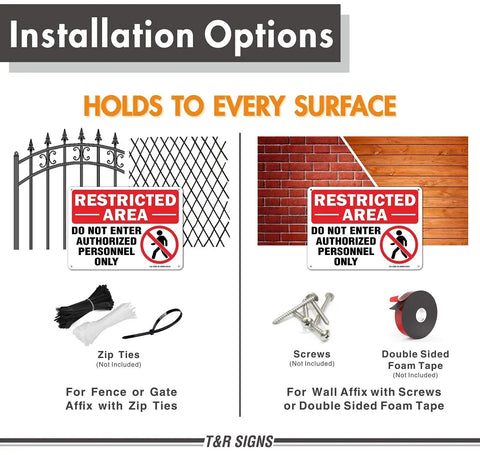Restricted Area Do Not Enter Authorized Personnel Only Sign 2 Pack 10 By 7 Inches Aluminum Rust Free.040 Thick UV Protected