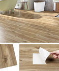 Wood Look Peel And Stick Vinyl Plank Flooring 6x36 Inches, waterproof self adhesive tiles, easy installation in bathroom.