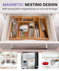 Heavy Duty Magnetic Measuring Cups And Spoons Set In 304 Stainless Steel with storage drawer and magnets on fridge