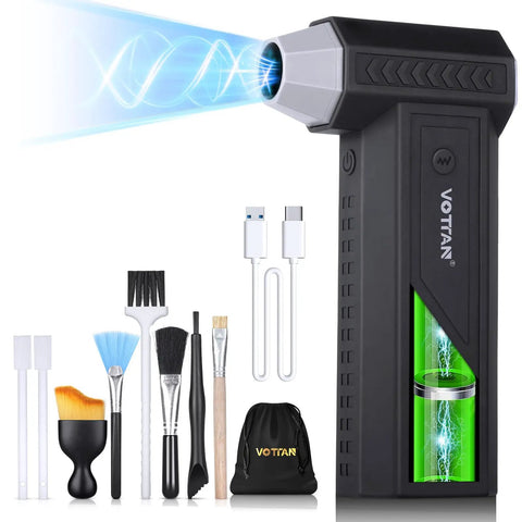 Rechargeable Cordless Air Duster With 3 Speed Settings High Speed Brushless Mini Blower and accessories kit