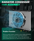 Premium Radiator Condenser Cooling Fan Direct Replacement For Audi A3 And VW CC TT Engine Cooling Assembly shown from the front.