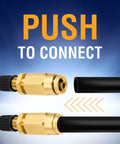 Twin Pack Schrader Valve for One Quarter Inch Air Line Tubing with Push To Connect PTC 200 PSI DOT Approved Air Inflation Valve for Semi Truck Trailer Tractor Air Springs and Suspension, brass valve with black 1/4 in tubing