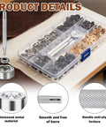 Leather Button Snap Kit 100 Sets 12.5mm With Four Fixing Tools in plastic box, includes metal tools and assorted snap fasteners.