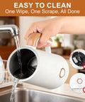 Powerful 4 In 1 Electric Milk Frother And Warmer With Dual Whisks For Quick Auto Foam And Heat, showing easy cleaning feature