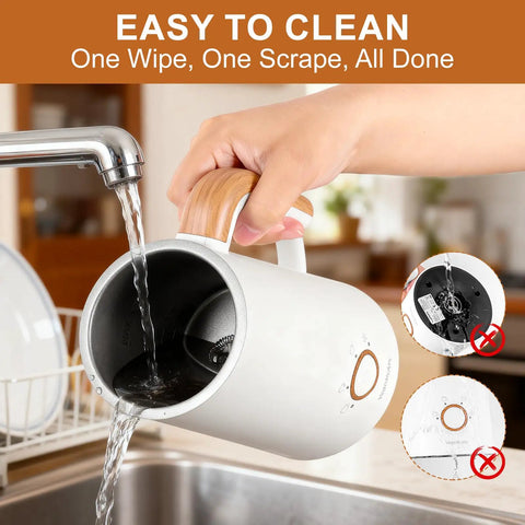 Powerful 4 In 1 Electric Milk Frother And Warmer With Dual Whisks For Quick Auto Foam And Heat, showing easy cleaning feature
