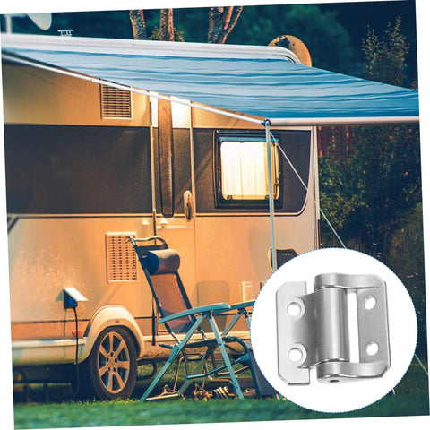 Soft-close cabinet hinge, zinc alloy, silver finish with mounting holes (front view close-up)