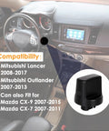 Dashboard view showing Keyless Ignition Switch Knob For Mitsubishi Lancer 2008 2017 And Outlander 2007 2013 Push Start Button Cap Replacement Insert 4408A167 4408A031 Premium ABS Upgrade