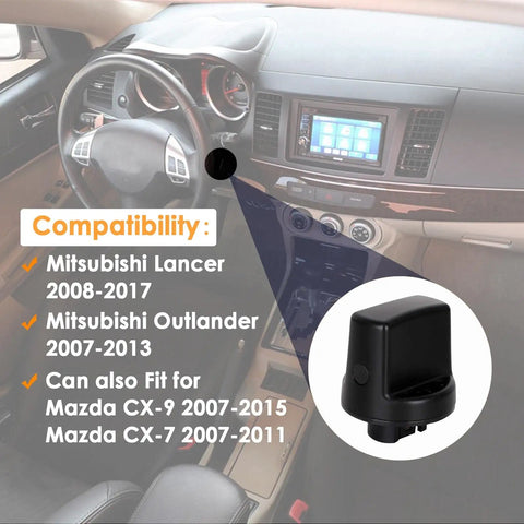 Dashboard view showing Keyless Ignition Switch Knob For Mitsubishi Lancer 2008 2017 And Outlander 2007 2013 Push Start Button Cap Replacement Insert 4408A167 4408A031 Premium ABS Upgrade