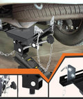 Transmission Jack Adapter For Hydraulic Floor Jacks Converts To 1100Lb Transmission Jack With 1.17 Inch Removable Saddle Universal Gearbox Removal Tool With Double Safety Chains And Angle Adjustable For Cars And Light Trucks in use under a vehicle